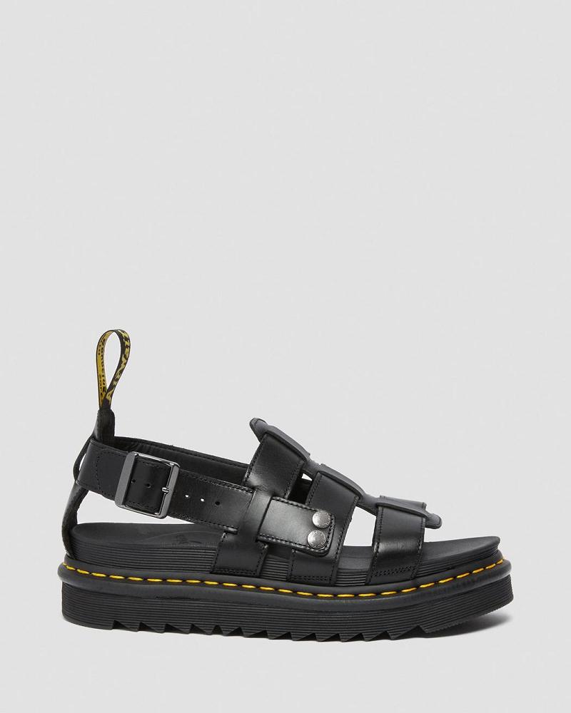 Dr Martens Terry Leren Sandalen Met Riem Dames Zwart | NL 463KOR